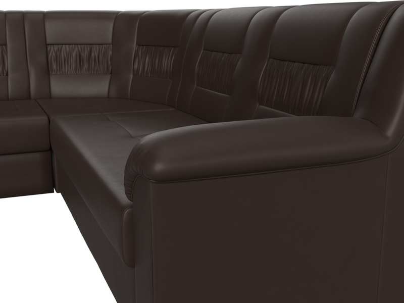 Диван угловой Карелия левый угол, Экокожа, Коричневый