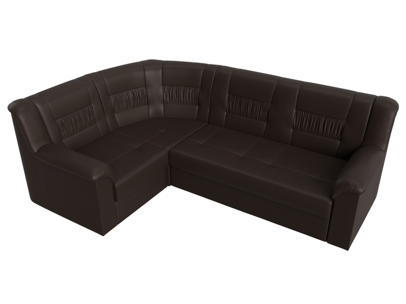 Диван угловой Карелия левый угол, Экокожа, Коричневый