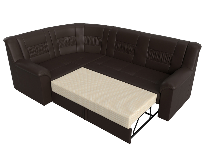 Диван угловой Карелия левый угол, Экокожа, Коричневый