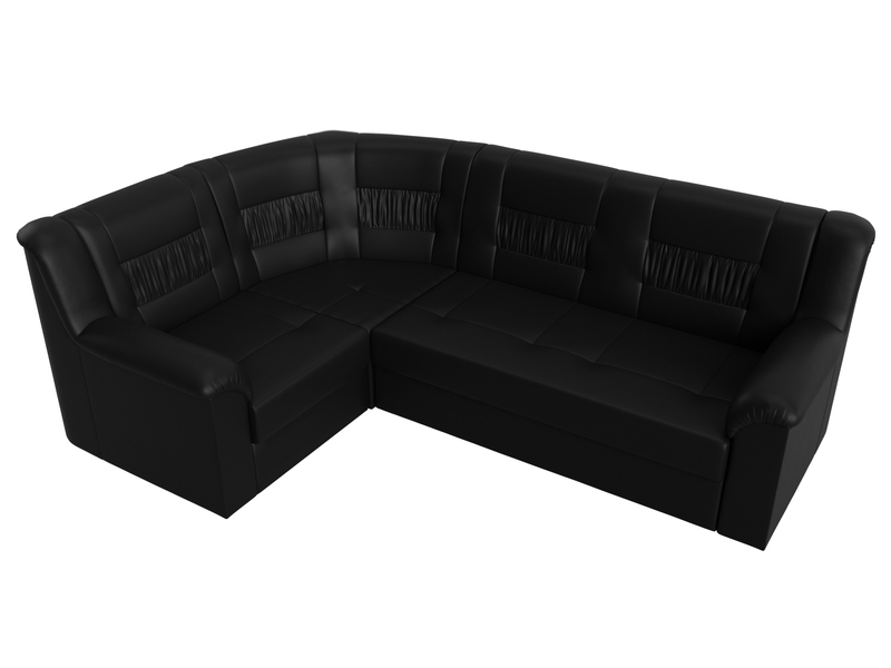 Диван угловой Карелия левый угол, Экокожа, Черный