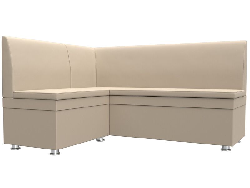Диван кухонный угловой Уют левый угол, Экокожа, Бежевый