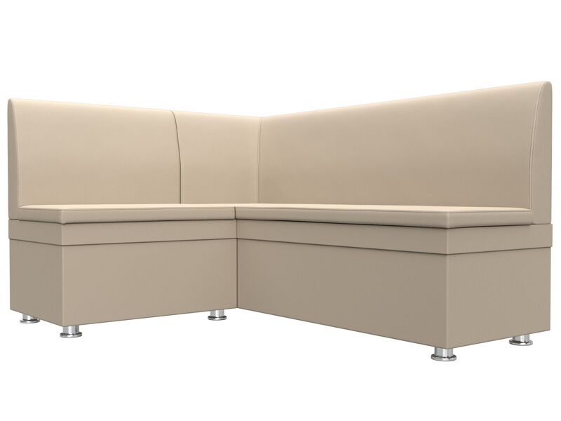 Диван кухонный угловой Уют левый угол, Экокожа, Бежевый