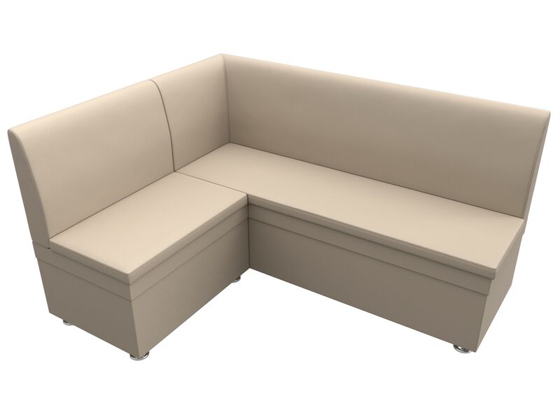 Диван кухонный угловой Уют левый угол, Экокожа, Бежевый