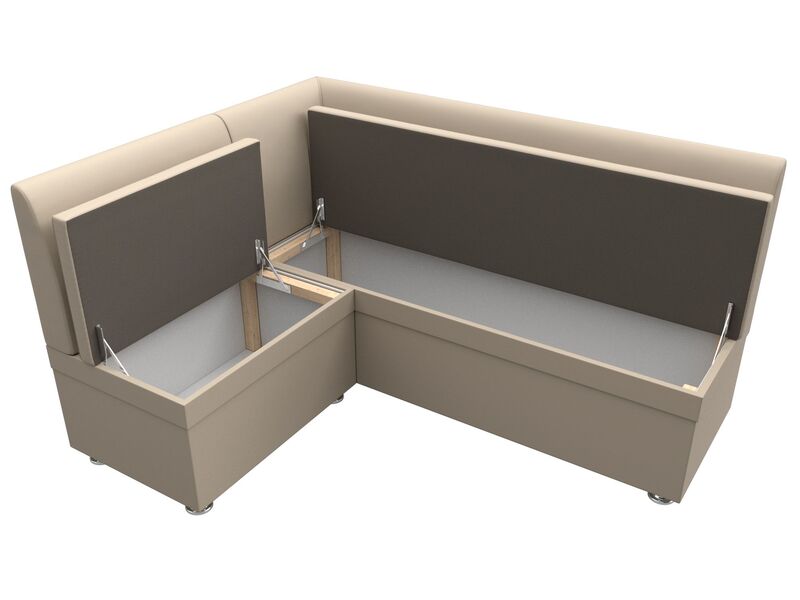 Диван кухонный угловой Уют левый угол, Экокожа, Бежевый