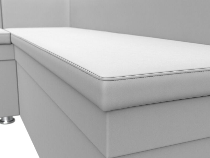 Диван кухонный угловой Уют левый угол, Экокожа, Белый