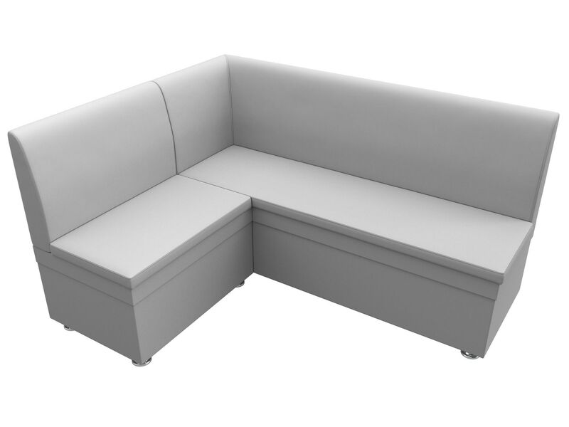 Диван кухонный угловой Уют левый угол, Экокожа, Белый