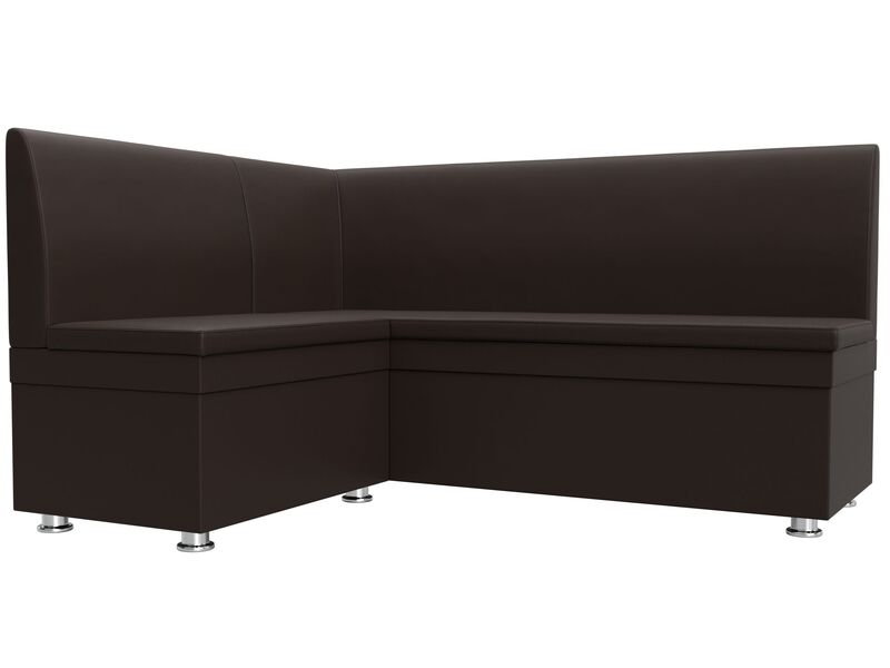 Диван кухонный угловой Уют левый угол, Экокожа, Коричневый