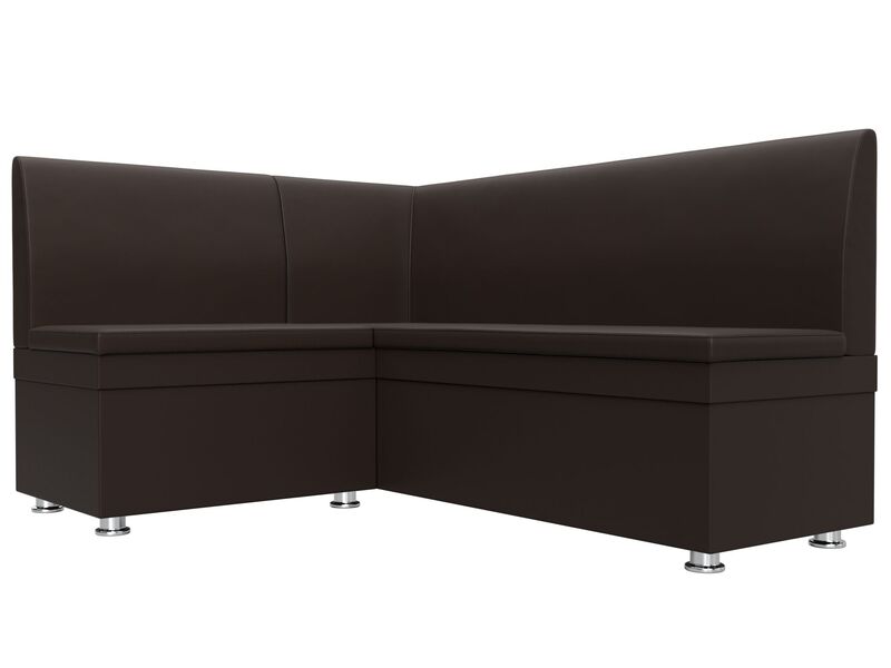 Диван кухонный угловой Уют левый угол, Экокожа, Коричневый