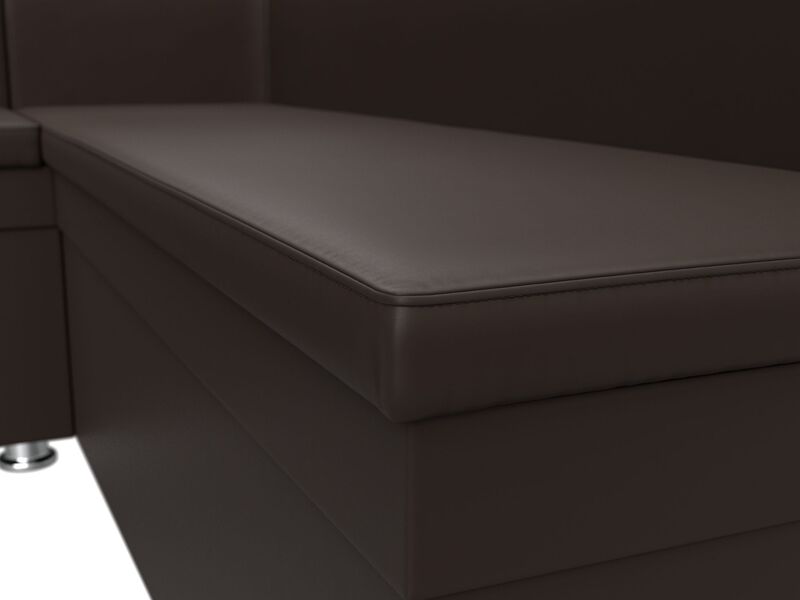 Диван кухонный угловой Уют левый угол, Экокожа, Коричневый