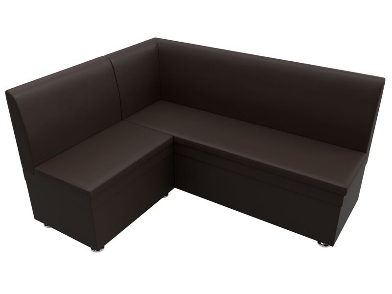 Диван кухонный угловой Уют левый угол, Экокожа, Коричневый