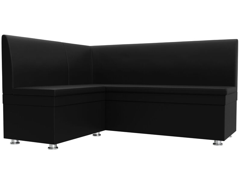 Диван кухонный угловой Уют левый угол, Экокожа, Черный