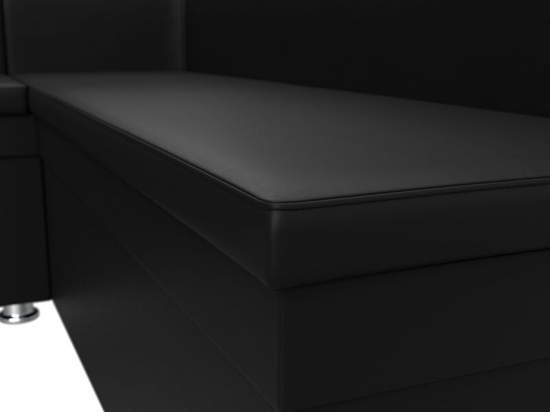 Диван кухонный угловой Уют левый угол, Экокожа, Черный