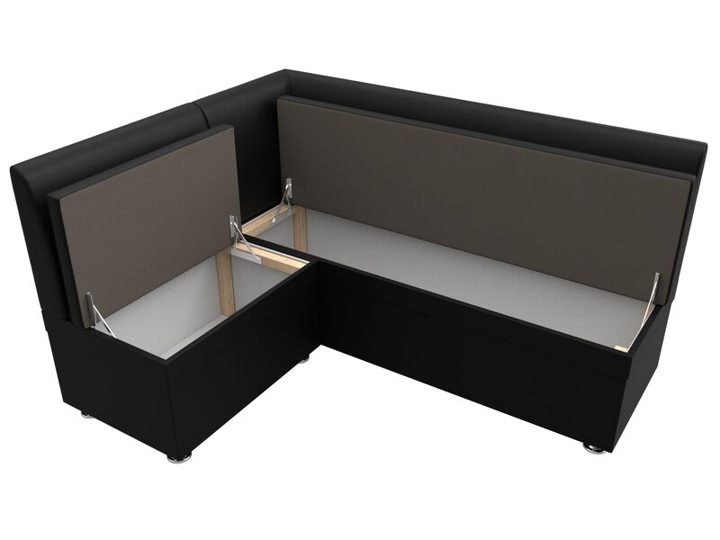 Диван кухонный угловой Уют левый угол, Экокожа, Черный