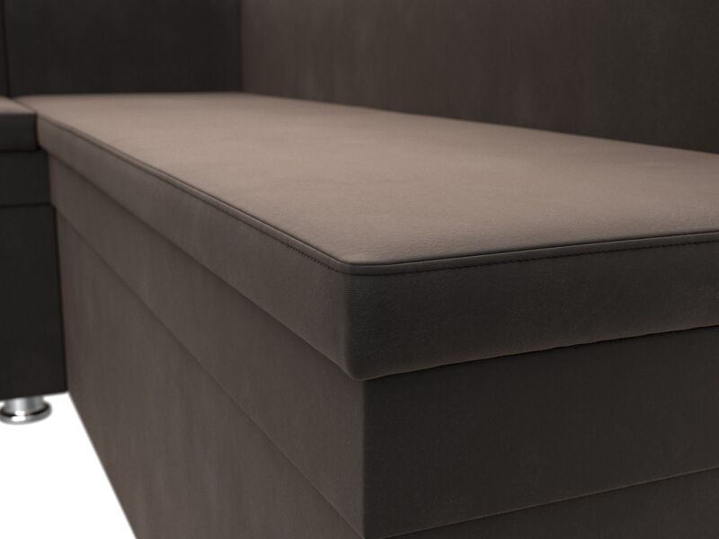 Диван кухонный угловой Уют левый угол, Велюр, SEVEN 727 коричневый