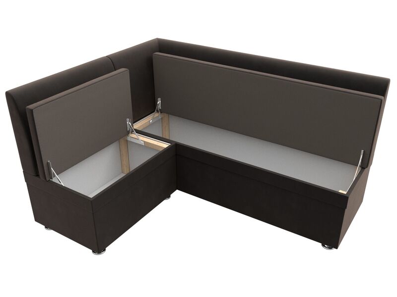 Диван кухонный угловой Уют левый угол, Велюр, SEVEN 727 коричневый