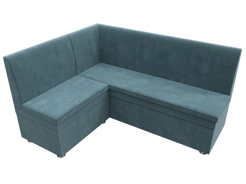 Диван кухонный угловой Уют левый угол, Велюр, SEVEN 113 бирюзовый