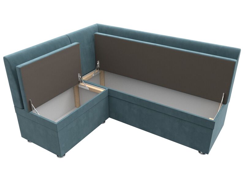 Диван кухонный угловой Уют левый угол, Велюр, SEVEN 113 бирюзовый