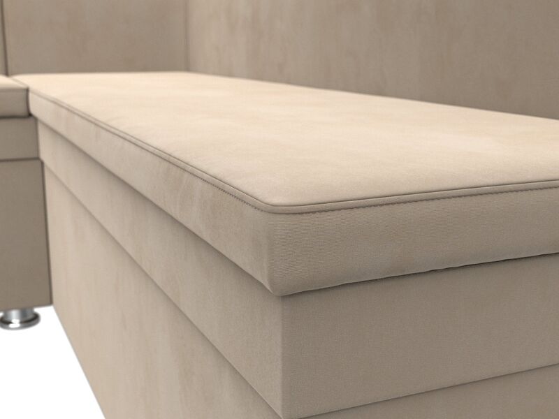 Диван кухонный угловой Уют левый угол, Велюр, SEVEN 729 бежевый