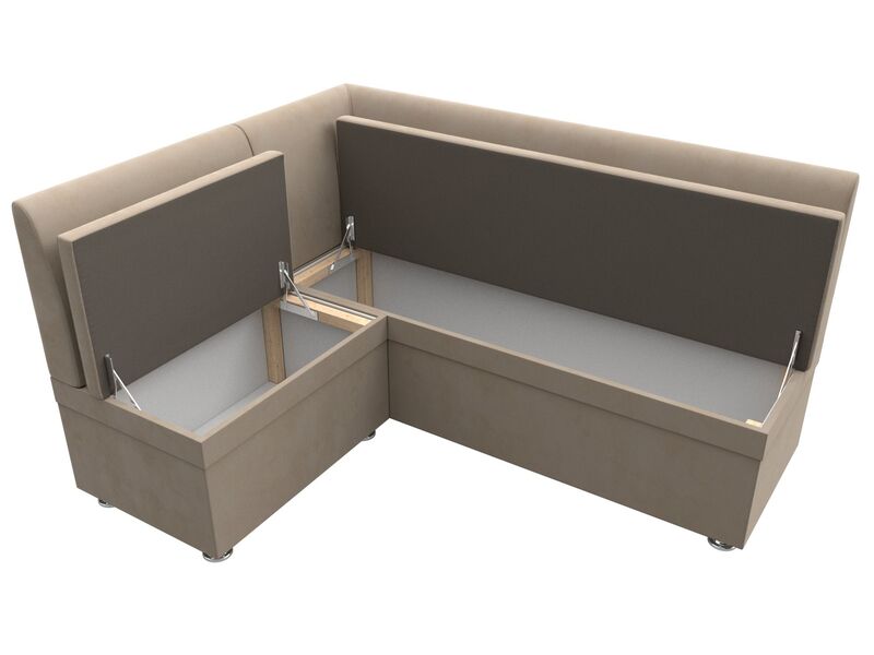 Диван кухонный угловой Уют левый угол, Велюр, SEVEN 729 бежевый