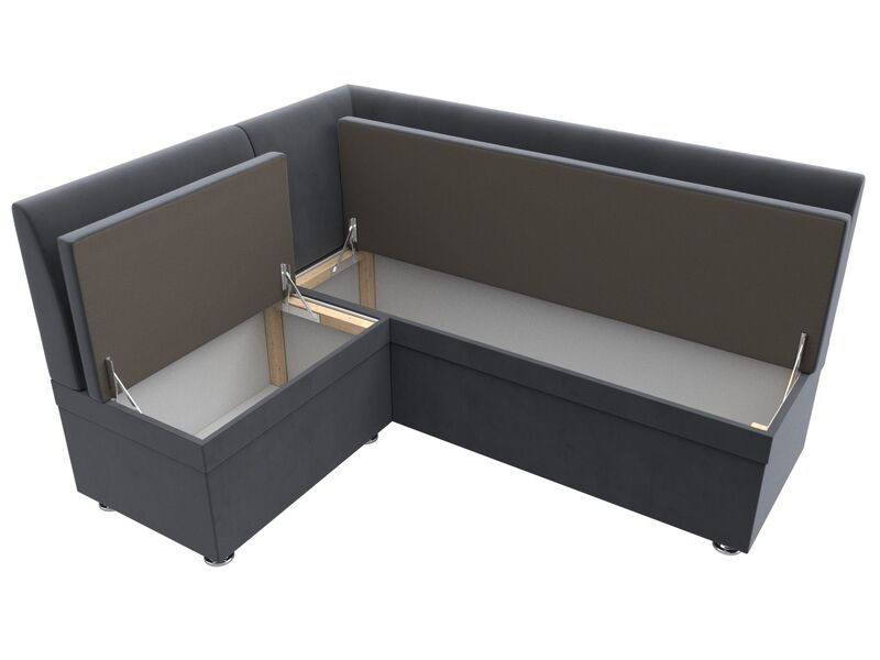 Диван кухонный угловой Уют левый угол, Велюр, SEVEN 17 серый