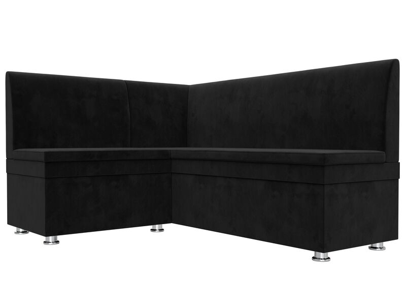 Диван кухонный угловой Уют левый угол, Велюр, SEVEN 35 черный