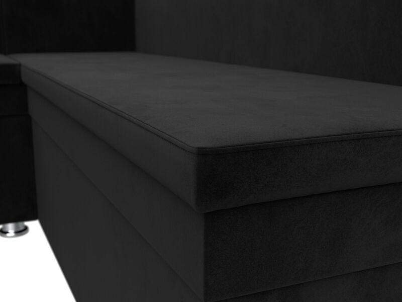 Диван кухонный угловой Уют левый угол, Велюр, SEVEN 35 черный