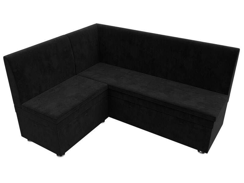 Диван кухонный угловой Уют левый угол, Велюр, SEVEN 35 черный