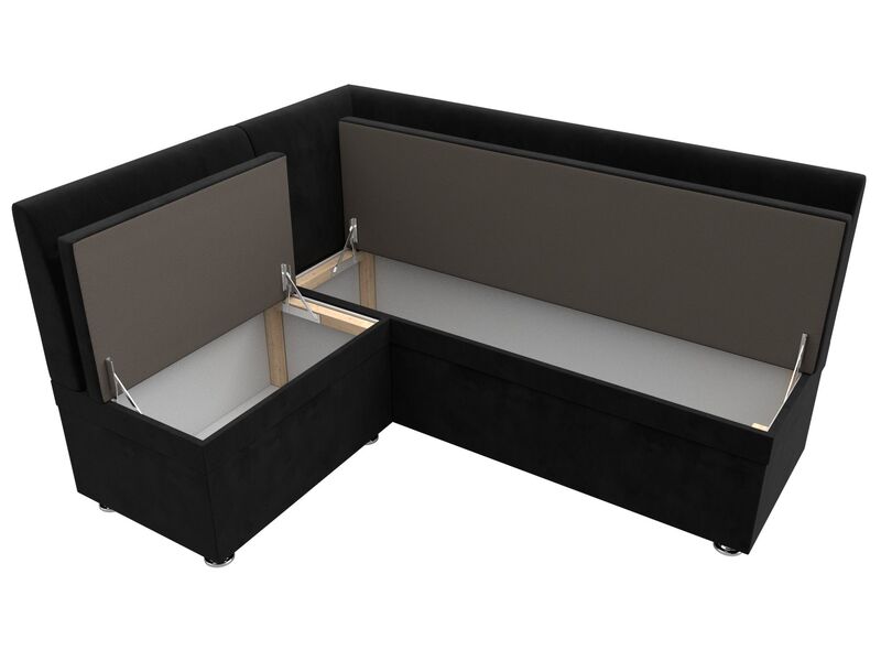 Диван кухонный угловой Уют левый угол, Велюр, SEVEN 35 черный