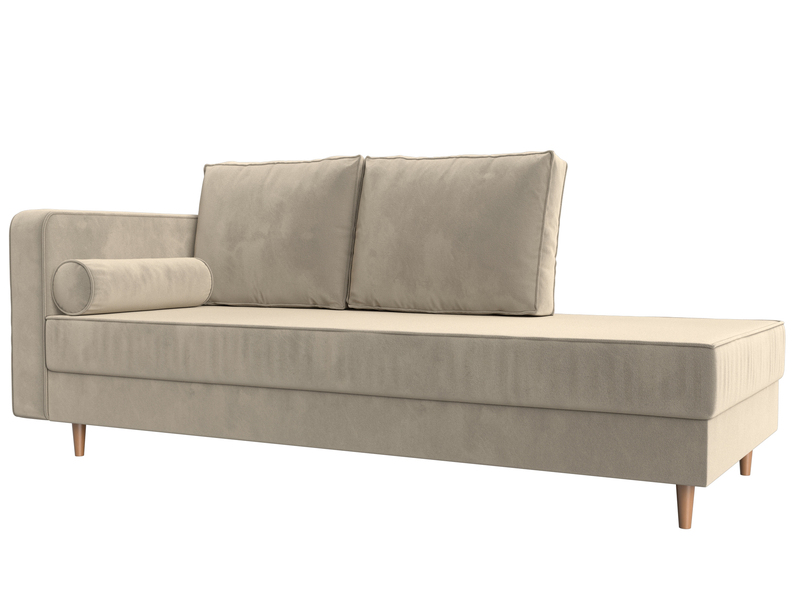 Кушетка Прайм левая, Микровельвет, Бежевый