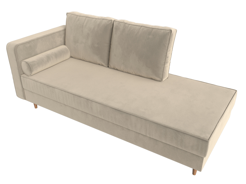 Кушетка Прайм левая, Микровельвет, Бежевый