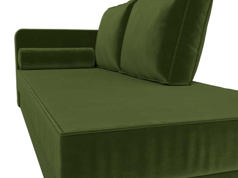 Кушетка Прайм левая, Микровельвет, Зеленый