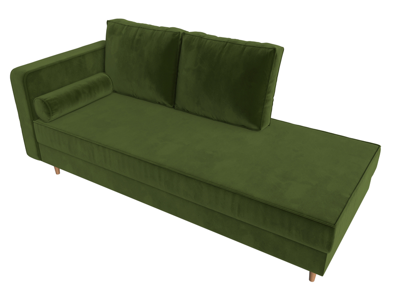 Кушетка Прайм левая, Микровельвет, Зеленый