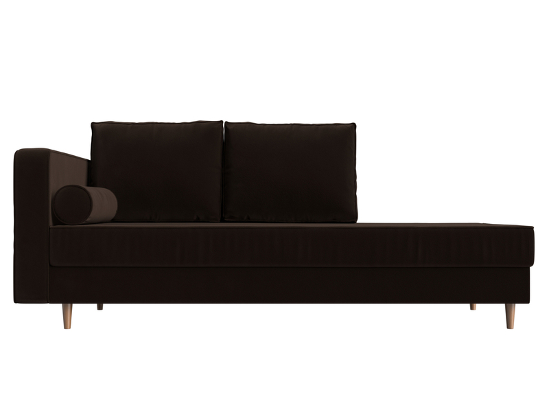 Кушетка Прайм левая, Микровельвет, Коричневый