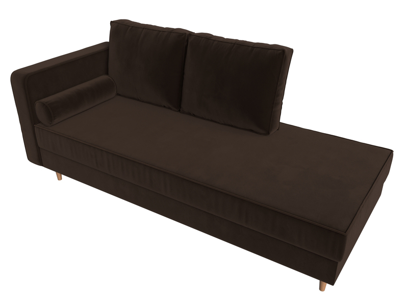 Кушетка Прайм левая, Микровельвет, Коричневый