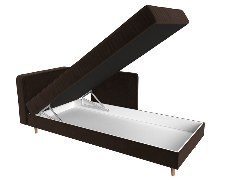 Кушетка Прайм левая, Микровельвет, Коричневый