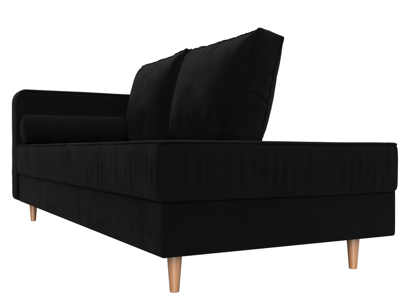 Кушетка Прайм левая, Микровельвет, Черный
