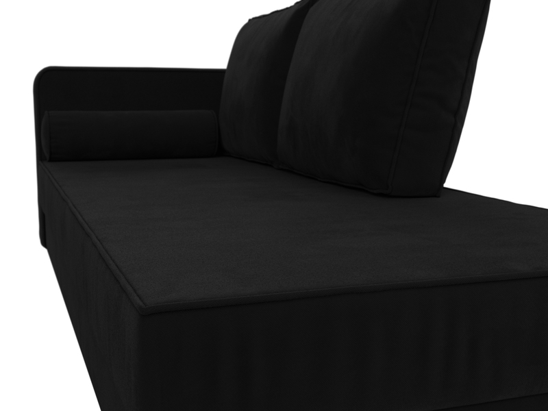 Кушетка Прайм левая, Микровельвет, Черный