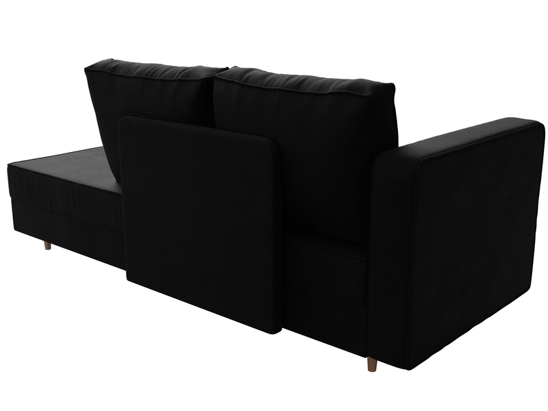 Кушетка Прайм левая, Микровельвет, Черный