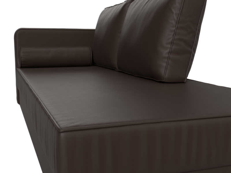 Кушетка Прайм левая, Экокожа, Коричневый