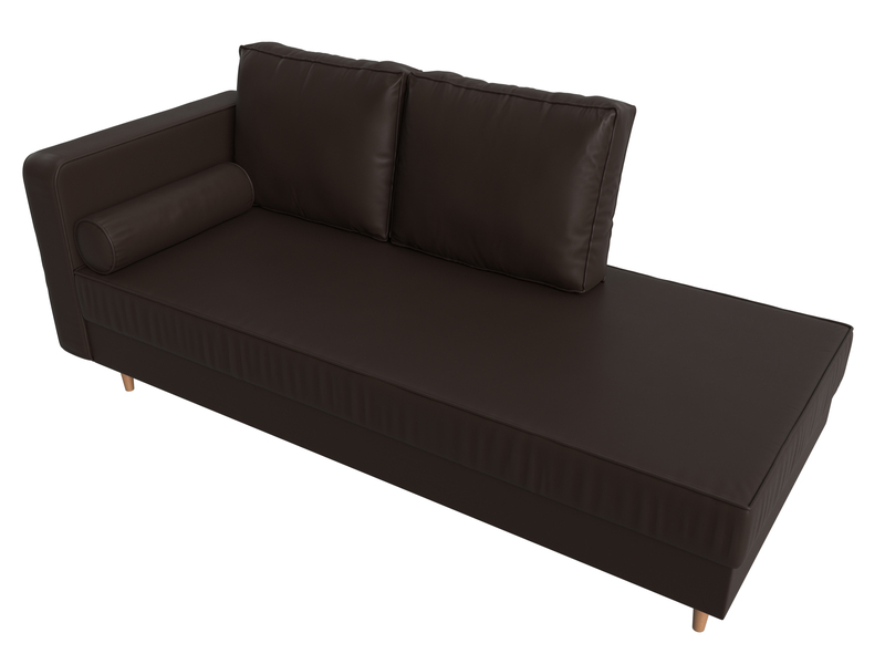 Кушетка Прайм левая, Экокожа, Коричневый