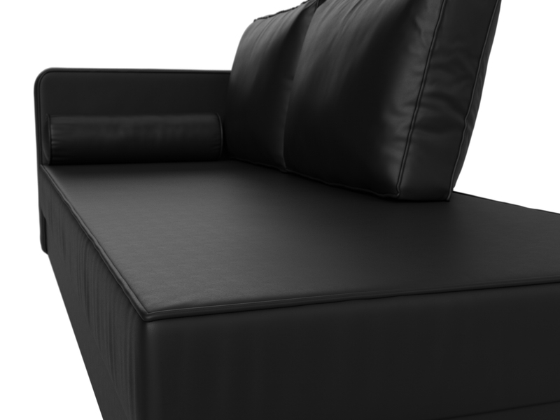 Кушетка Прайм левая, Экокожа, Черный