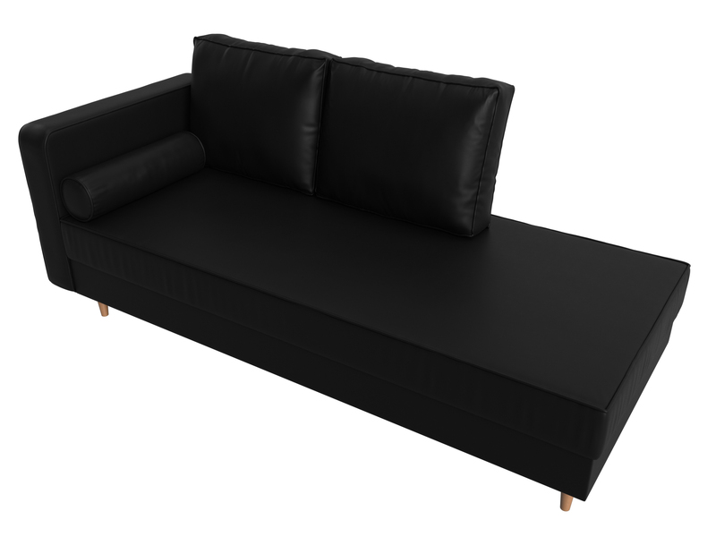 Кушетка Прайм левая, Экокожа, Черный