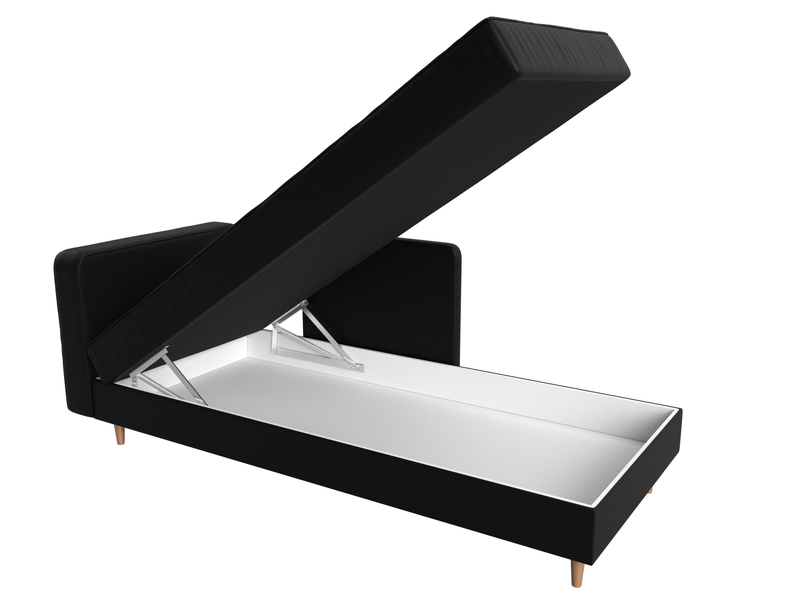 Кушетка Прайм левая, Экокожа, Черный