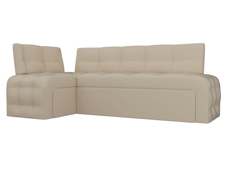 Диван кухонный угловой Люксор левый угол, Экокожа, Бежевый
