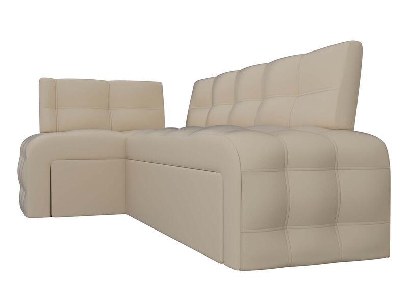 Диван кухонный угловой Люксор левый угол, Экокожа, Бежевый