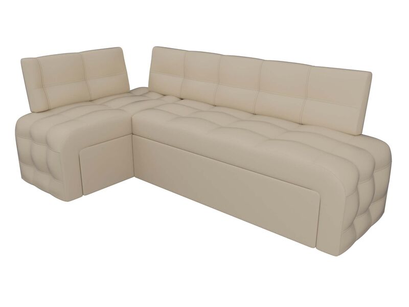 Диван кухонный угловой Люксор левый угол, Экокожа, Бежевый