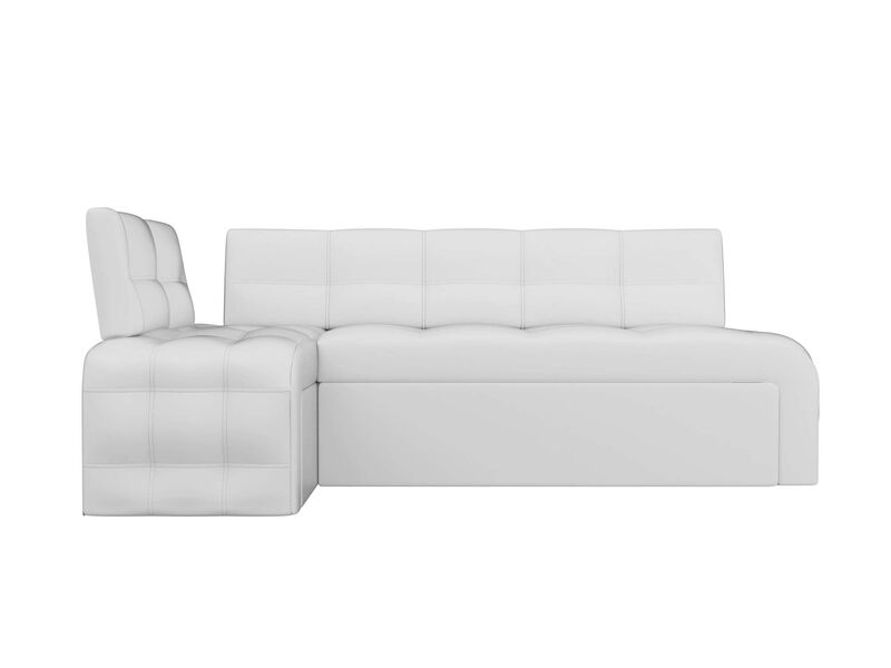 Диван кухонный угловой Люксор левый угол, Экокожа, Белый