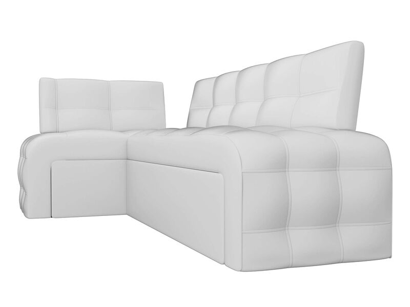 Диван кухонный угловой Люксор левый угол, Экокожа, Белый