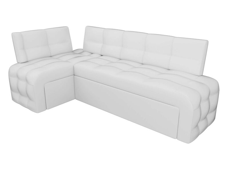 Диван кухонный угловой Люксор левый угол, Экокожа, Белый