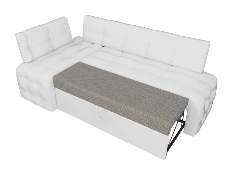 Диван кухонный угловой Люксор левый угол, Экокожа, Белый